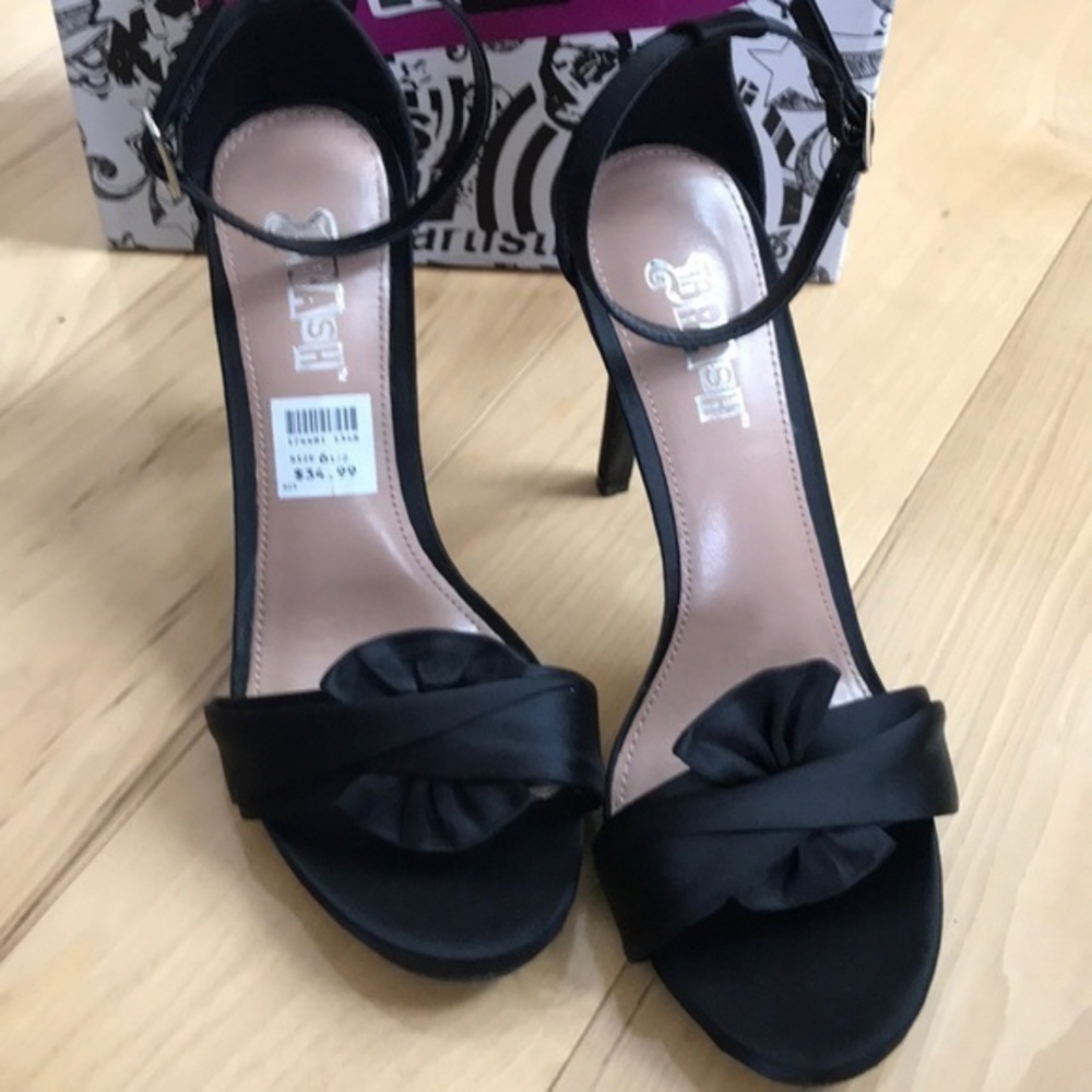Brash Black satin Austen twist knot ankle strap